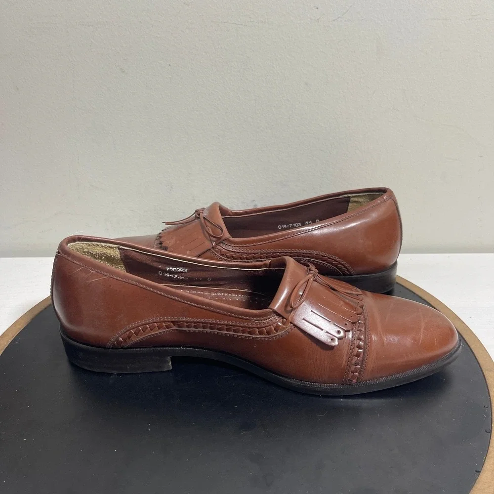 Giorgio Brutini Loafers Men 11 Brown Leather Kiltie Tassel‎ Slip-On Dress Shoes